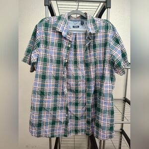Izod Men's Green Plaid Shirt Size XL